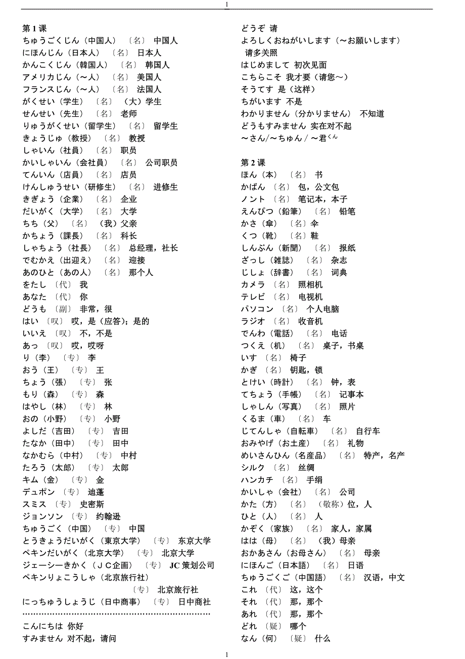 新版标日初级上册单词.doc_第1页