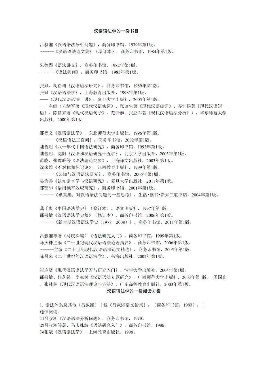 汉语语法学的一份书目_第1页