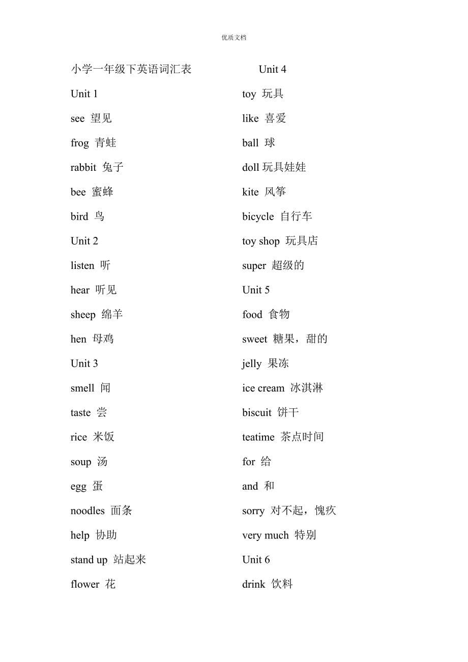 深圳广州沪教牛津版小学一至六年级英语单词表(含中文)_第5页