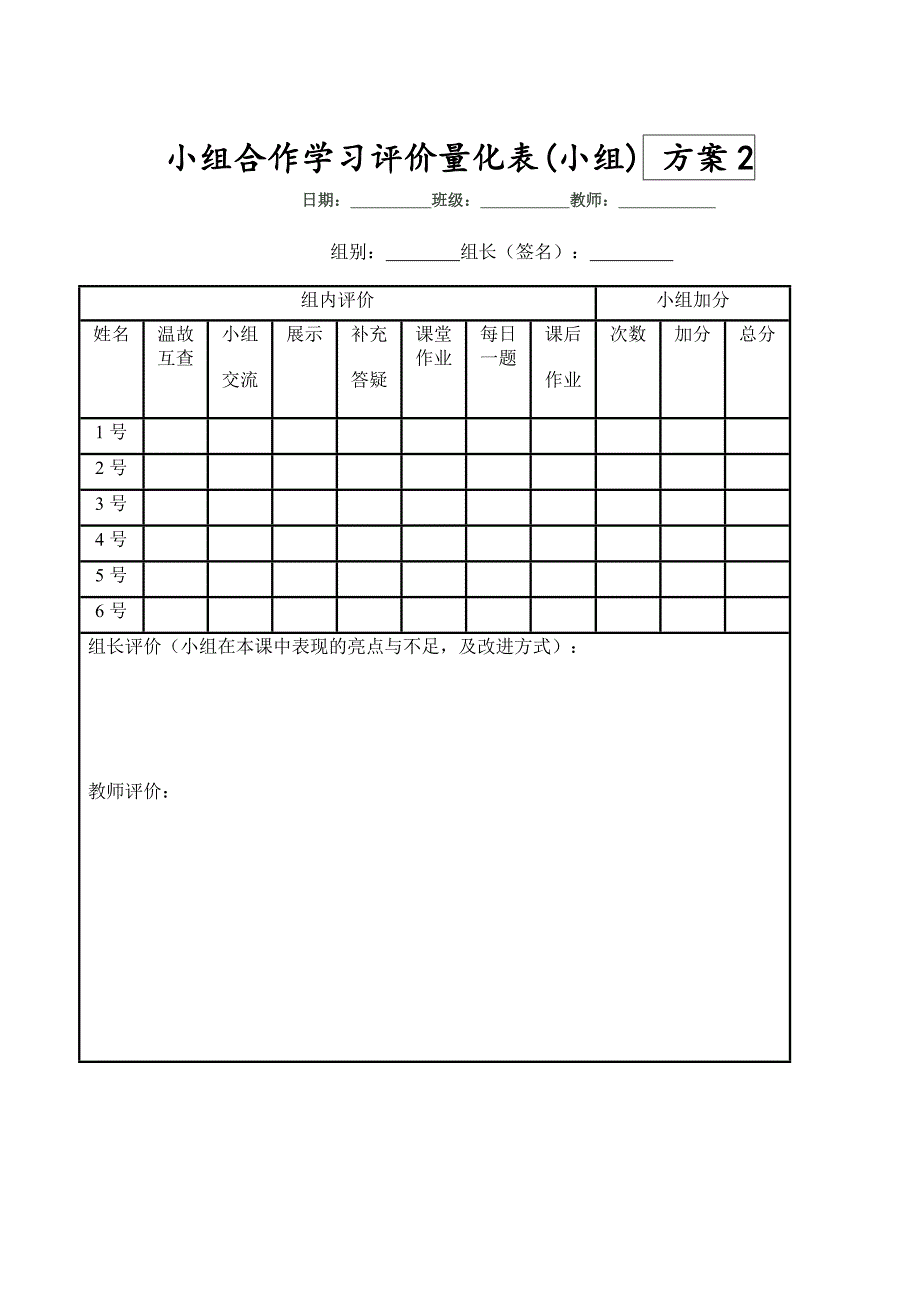 小组合作学习评价量化表_第4页