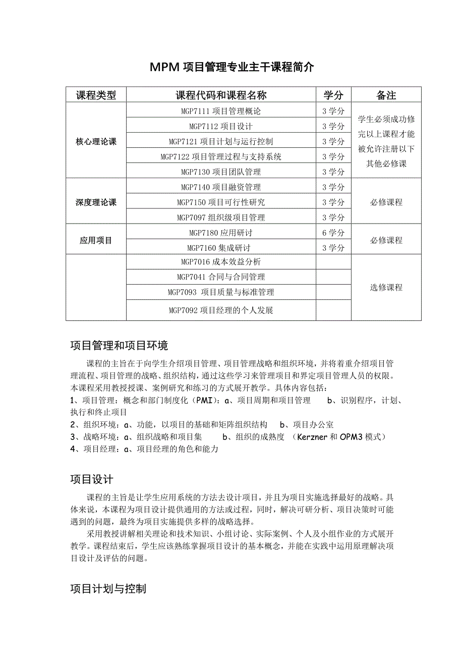 MPM项目管理专业主干课程简介_第1页