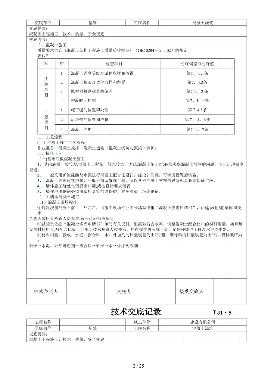 土建技术交底记录大全(最新现场全套实用版)_第2页