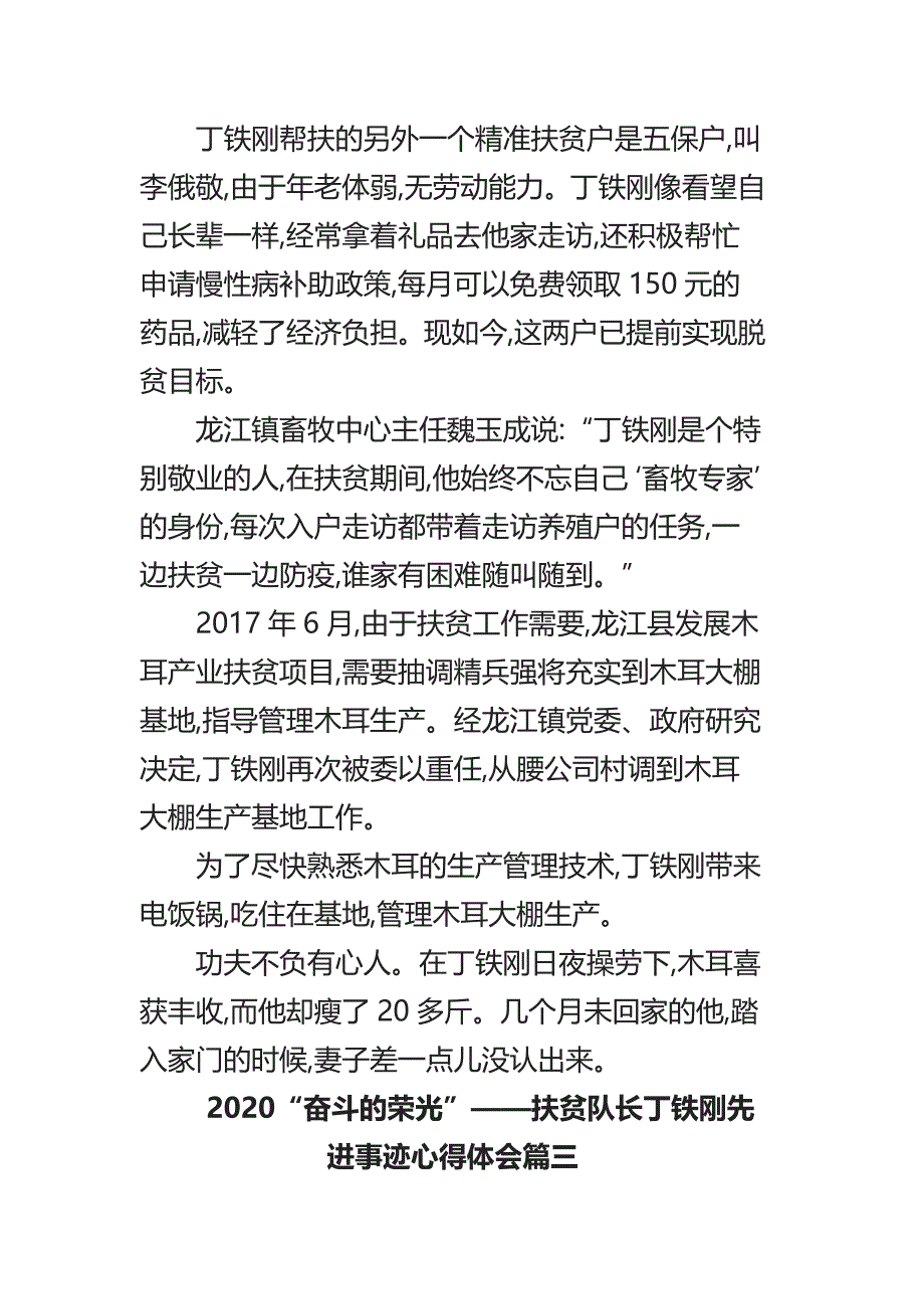 2020“奋斗的荣光”——扶贫队长丁铁刚先进事迹观后心得体会4篇_第4页