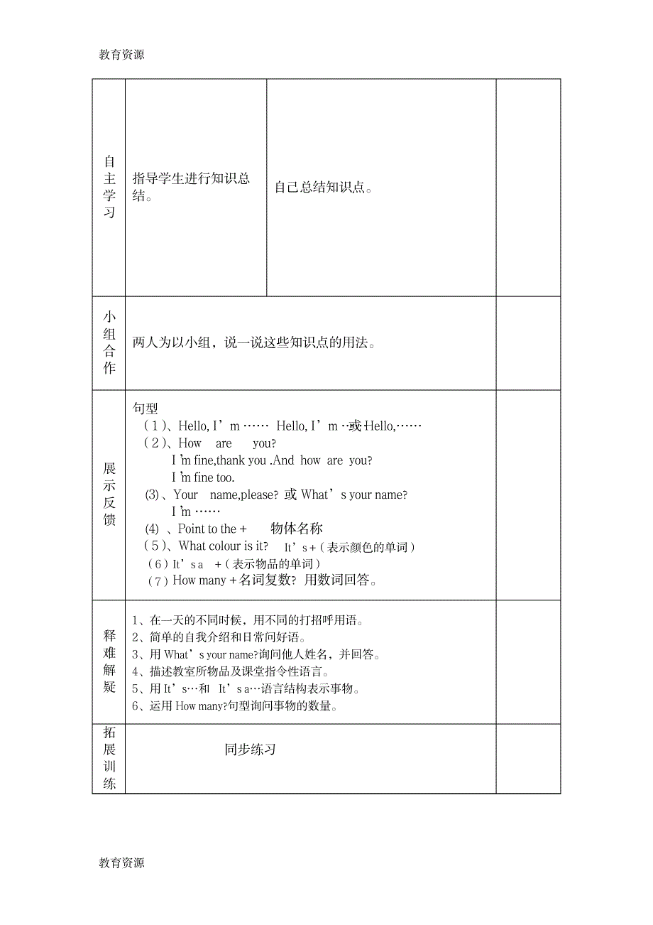 【教育资料】三年级上英语导学案Module1Module5复习课_外研社学习精品_第4页