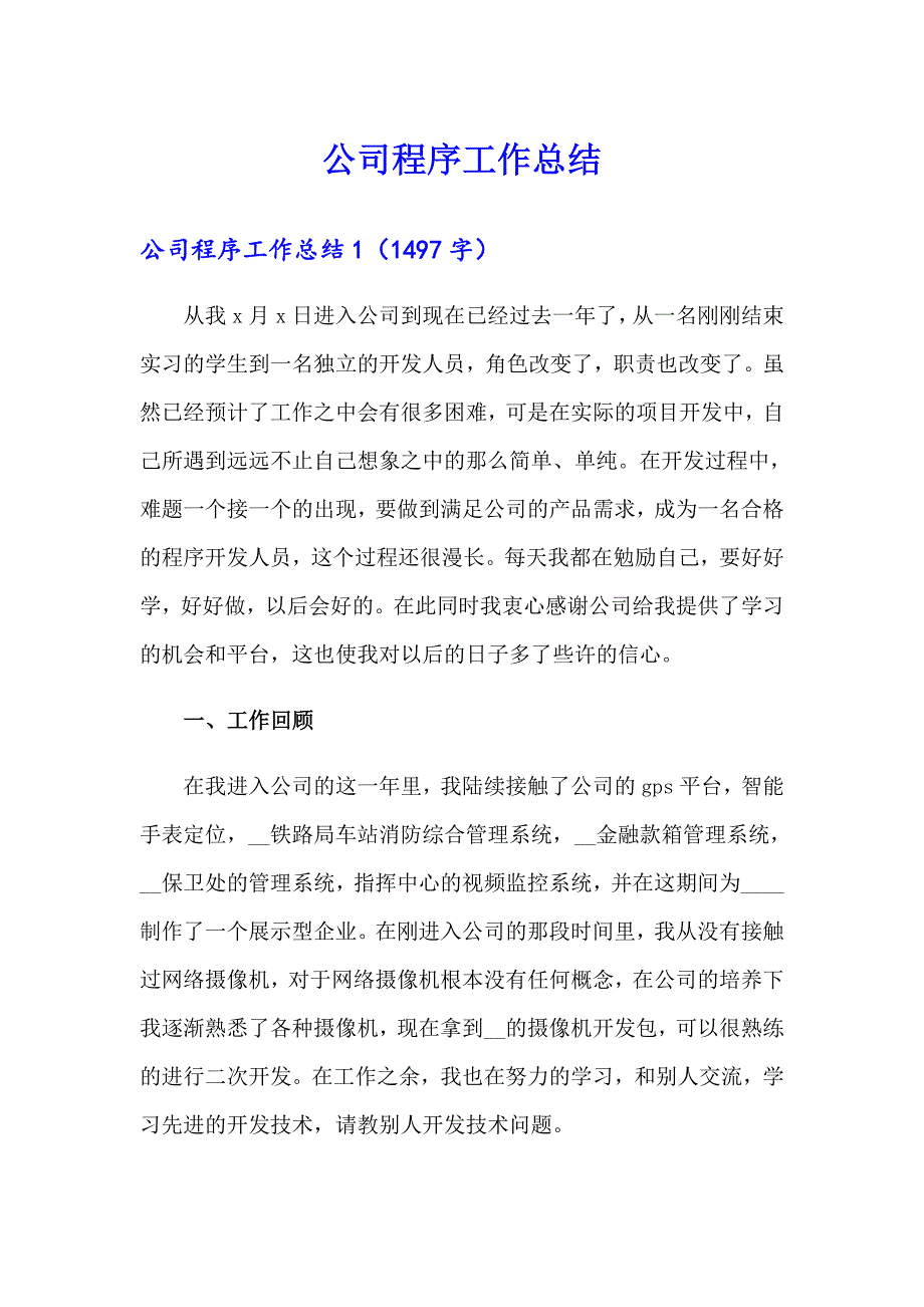 公司程序工作总结_第1页