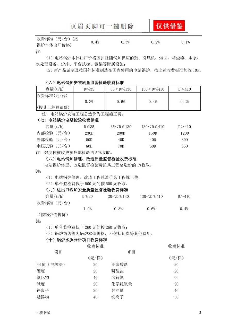 压力管道和容器监检收费标准专业特制_第2页