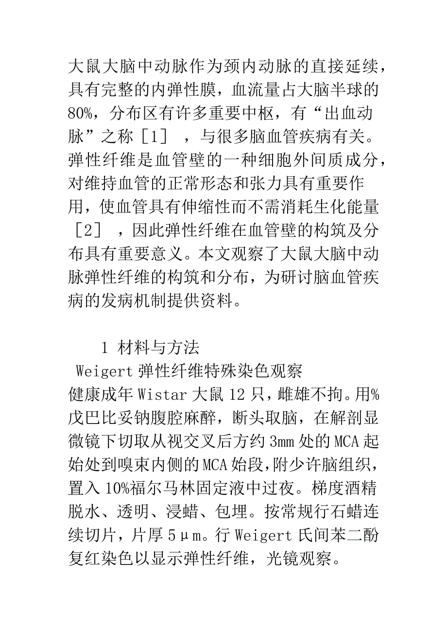 大鼠大脑中动脉弹性纤维的构筑与分布.docx_第3页