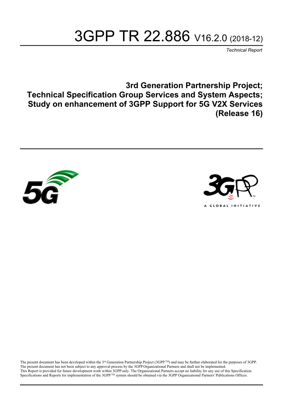 TR 22.886 V16.2.0 (2018-12) Study on enhancement of 3GPP Support for 5G V2X Services_第1页