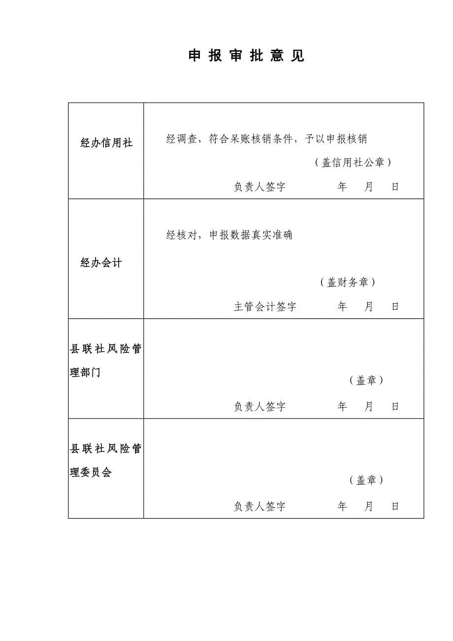 信用社呆帐核销申报书_第5页