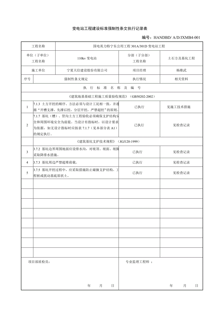 变电站工程建设标准强制性条文执行检查及汇总表_第2页