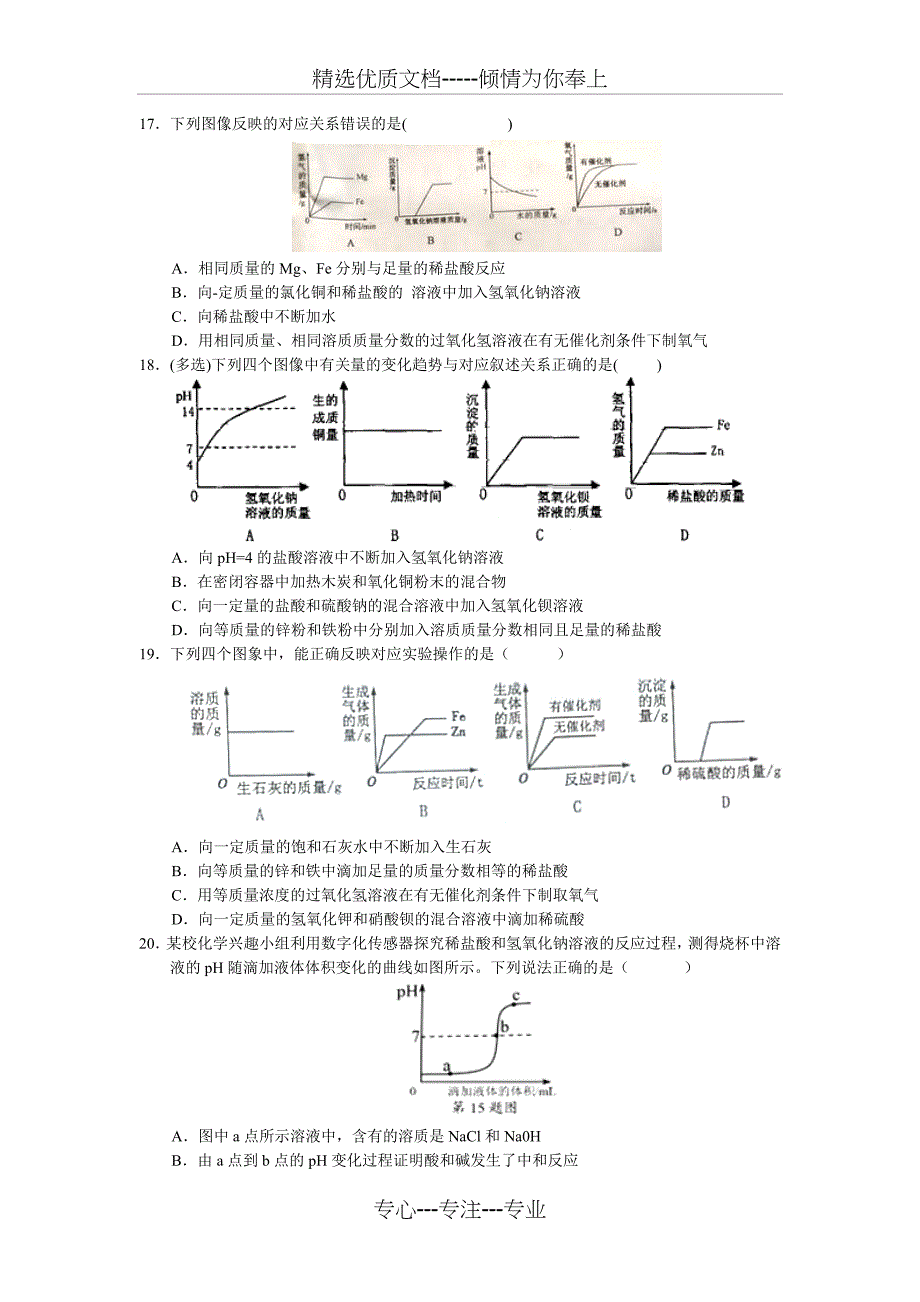 初中化学专题图表与图象共7页_第5页