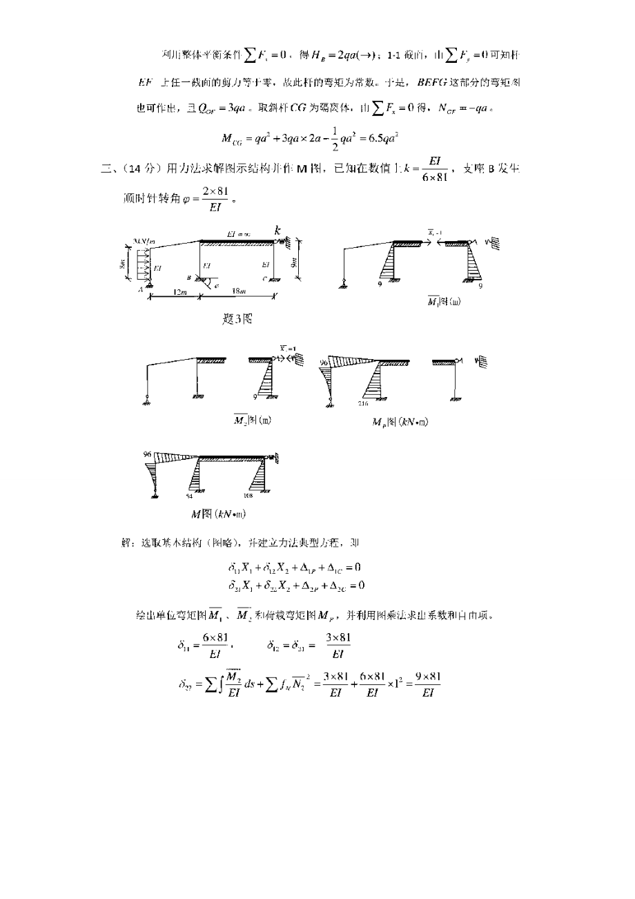 同济大学土木材料力学与结构力学考研历年真题试题_第2页