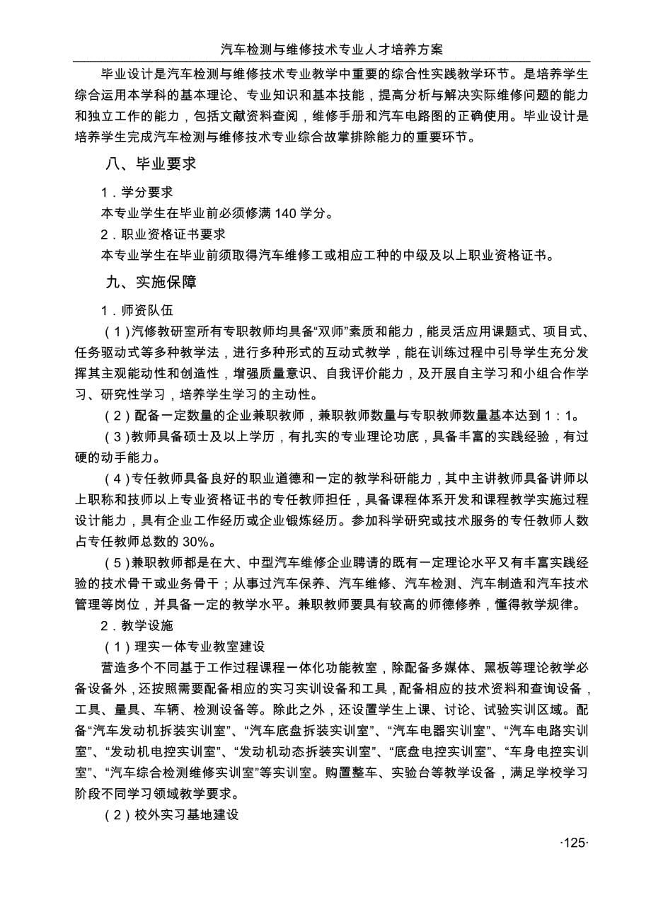 汽车检测与维修技术专业人才培养方案_第5页