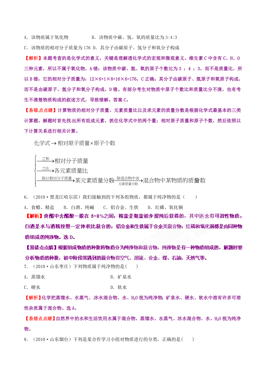 备战2011中考精品系列2010中考化学全面解析专题13 物质的组成与分类（下）（教师版）_第2页