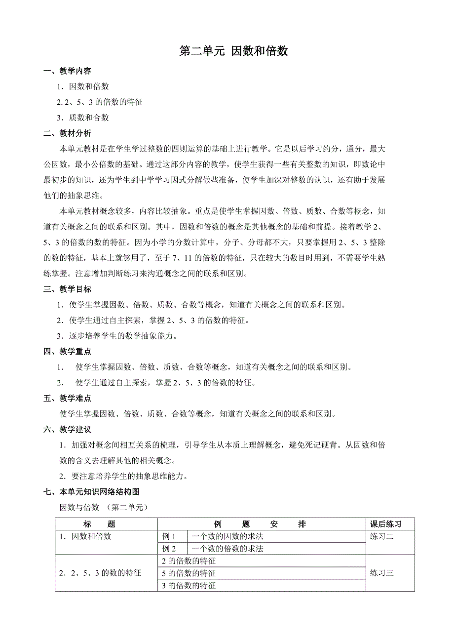 人教版五年级下册第二单元教学设计_第1页