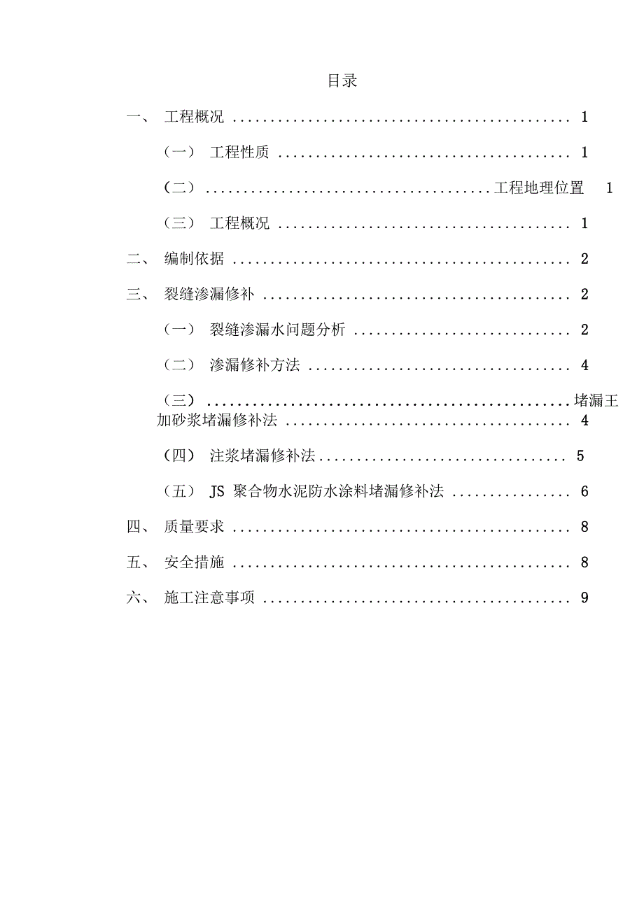 渗漏修补专项施工方案_第1页