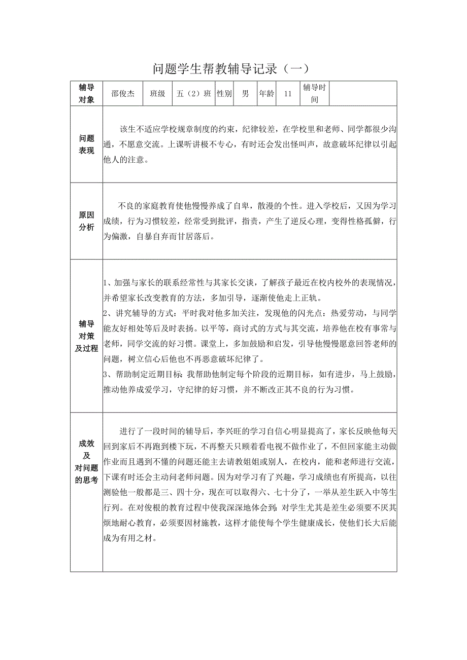 问题学生帮教辅导记录.doc_第1页