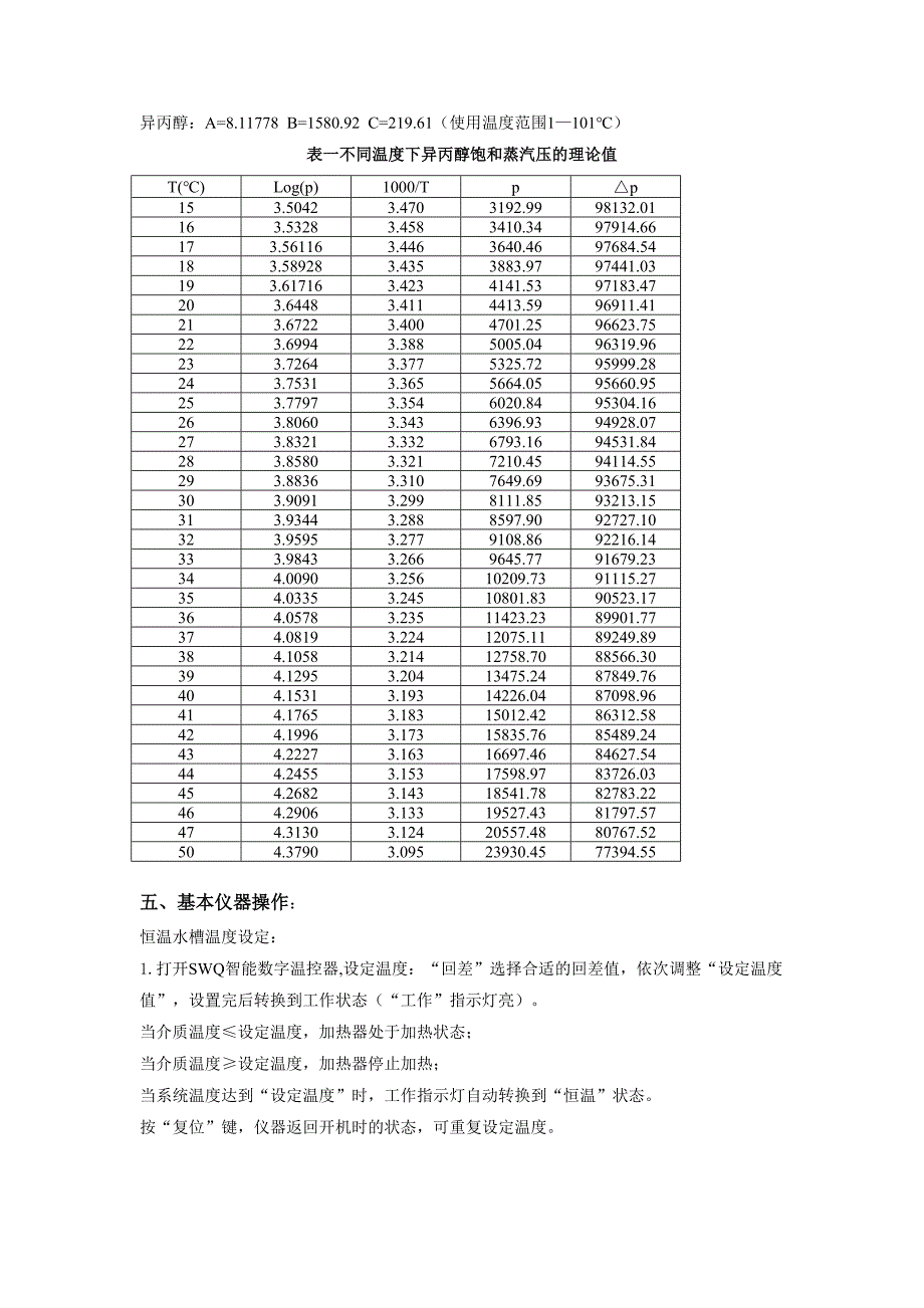 异丙醇摩尔蒸汽压的测定_第5页