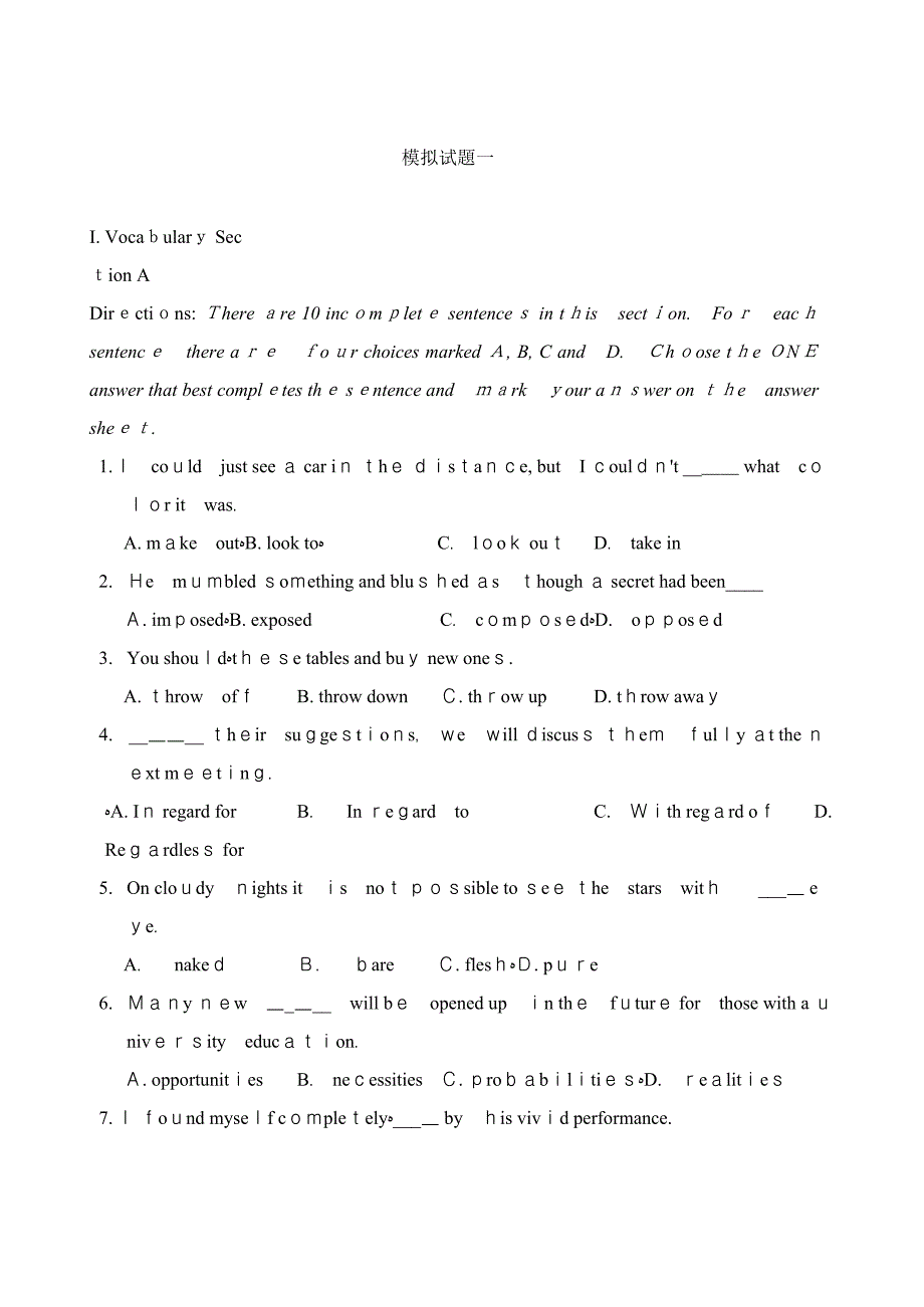 新版中石油职称英语模拟考试题-1(版)_第1页