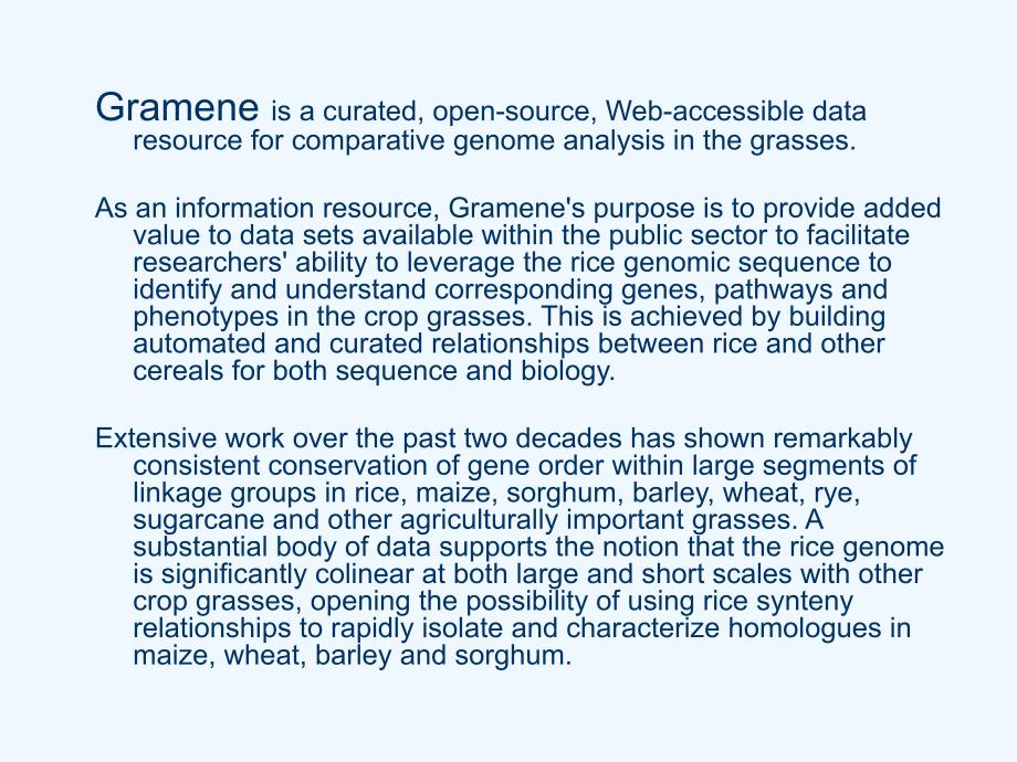 植物分子生物学网站GRAMENEppt介绍非常有用_第2页