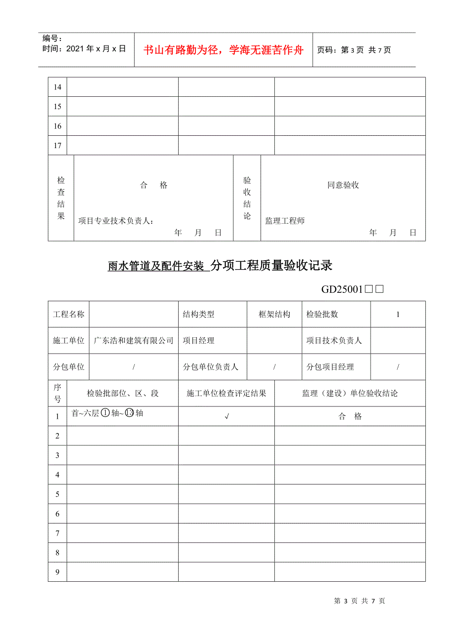 A5给排水分项工程质量验收记录_第3页