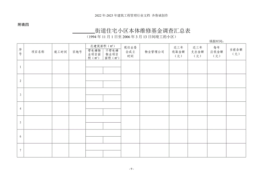 物业小区本体维修基金调查表_第4页