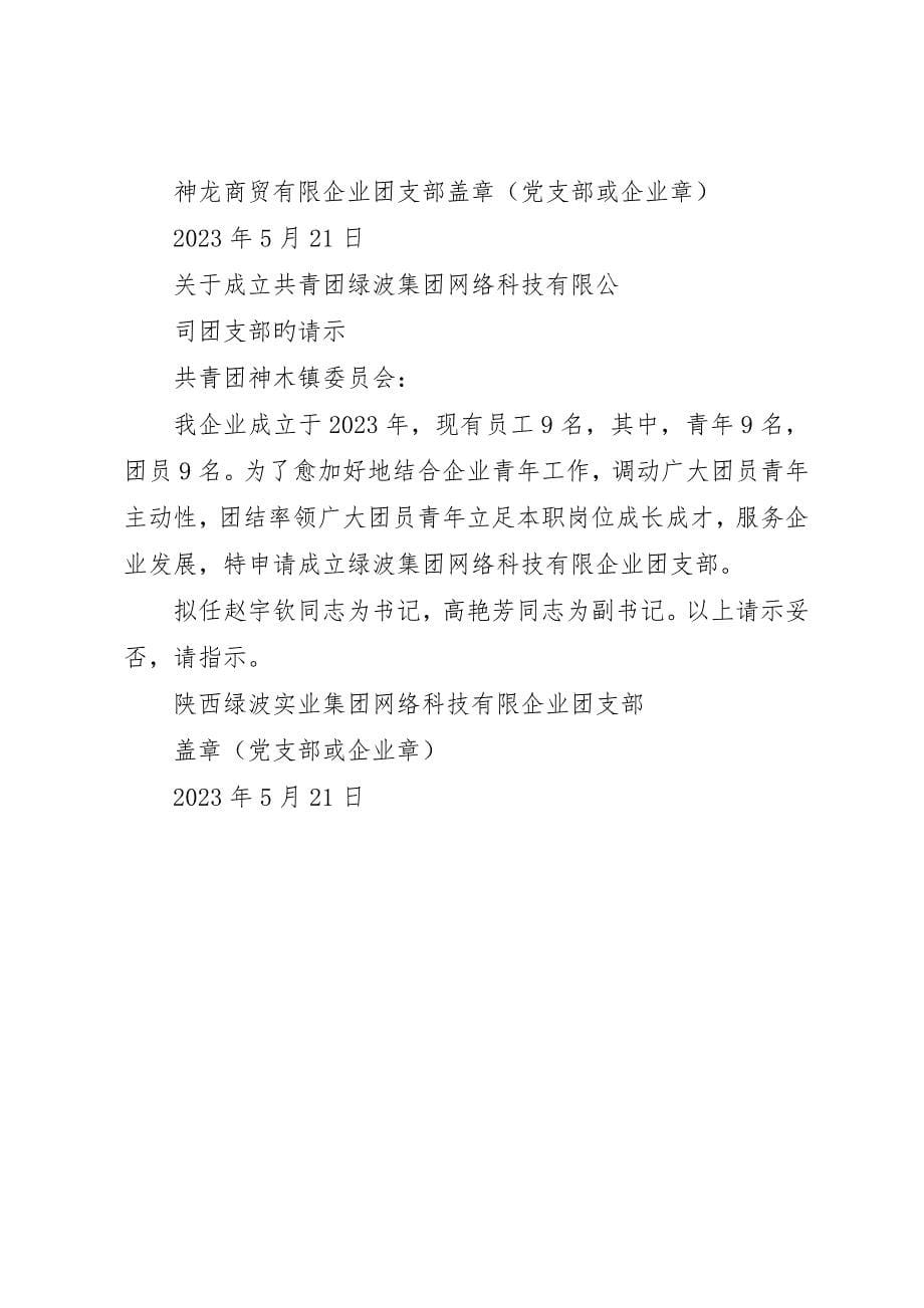 关于成立辛安小学团支部的请示_第5页