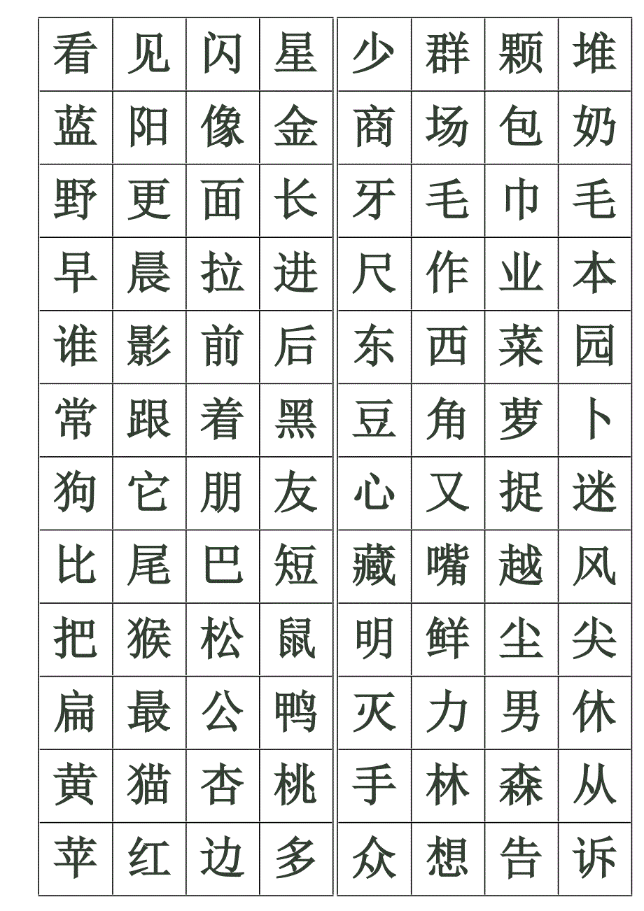 小学一年级生字表A4可打印_第3页