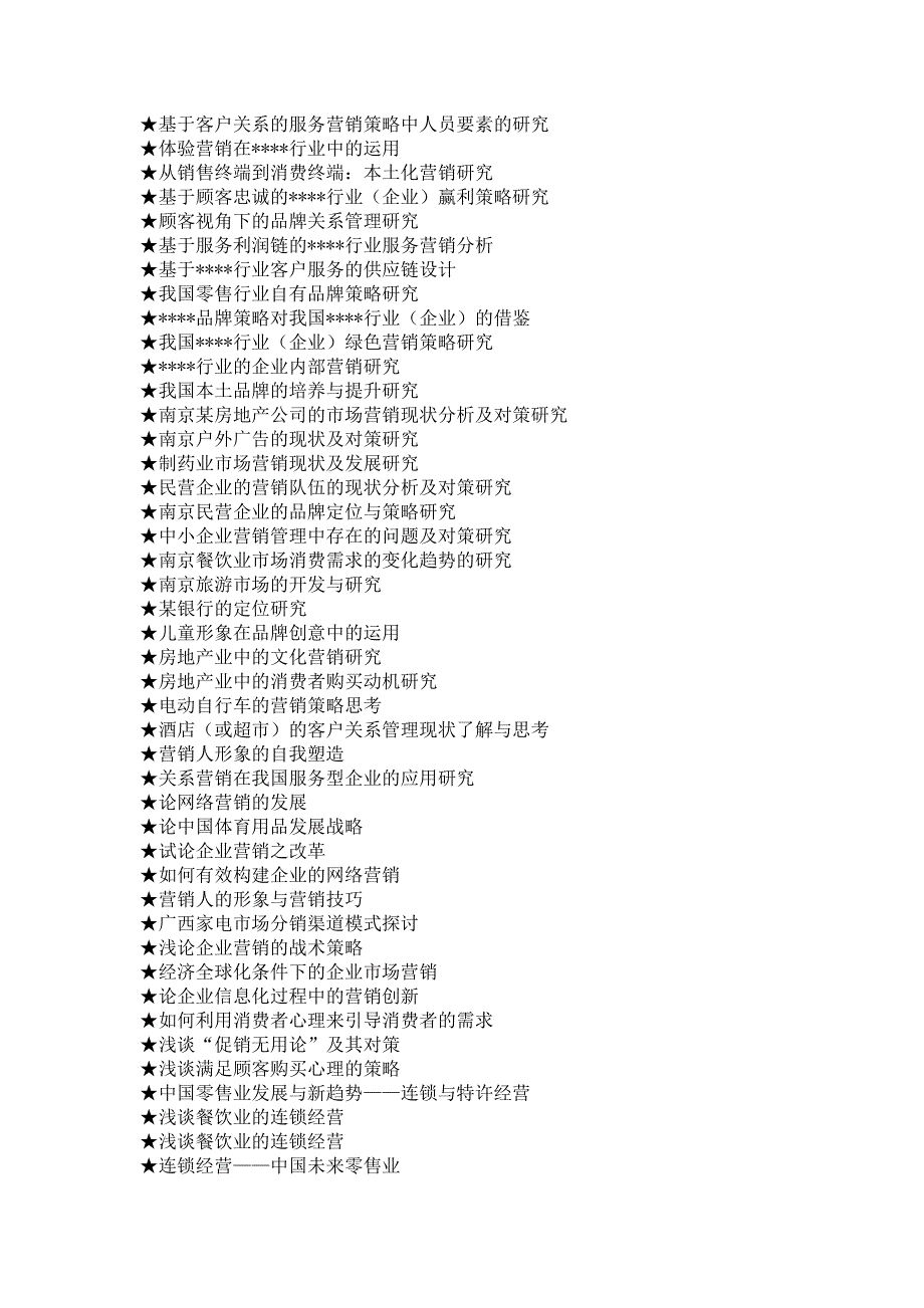 市场营销专业毕业论文参考选题大全(1218个)_第4页