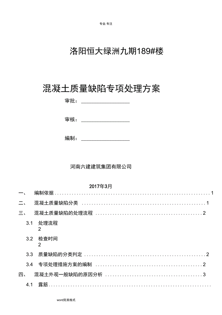 混凝土质量缺陷修补方案_第1页