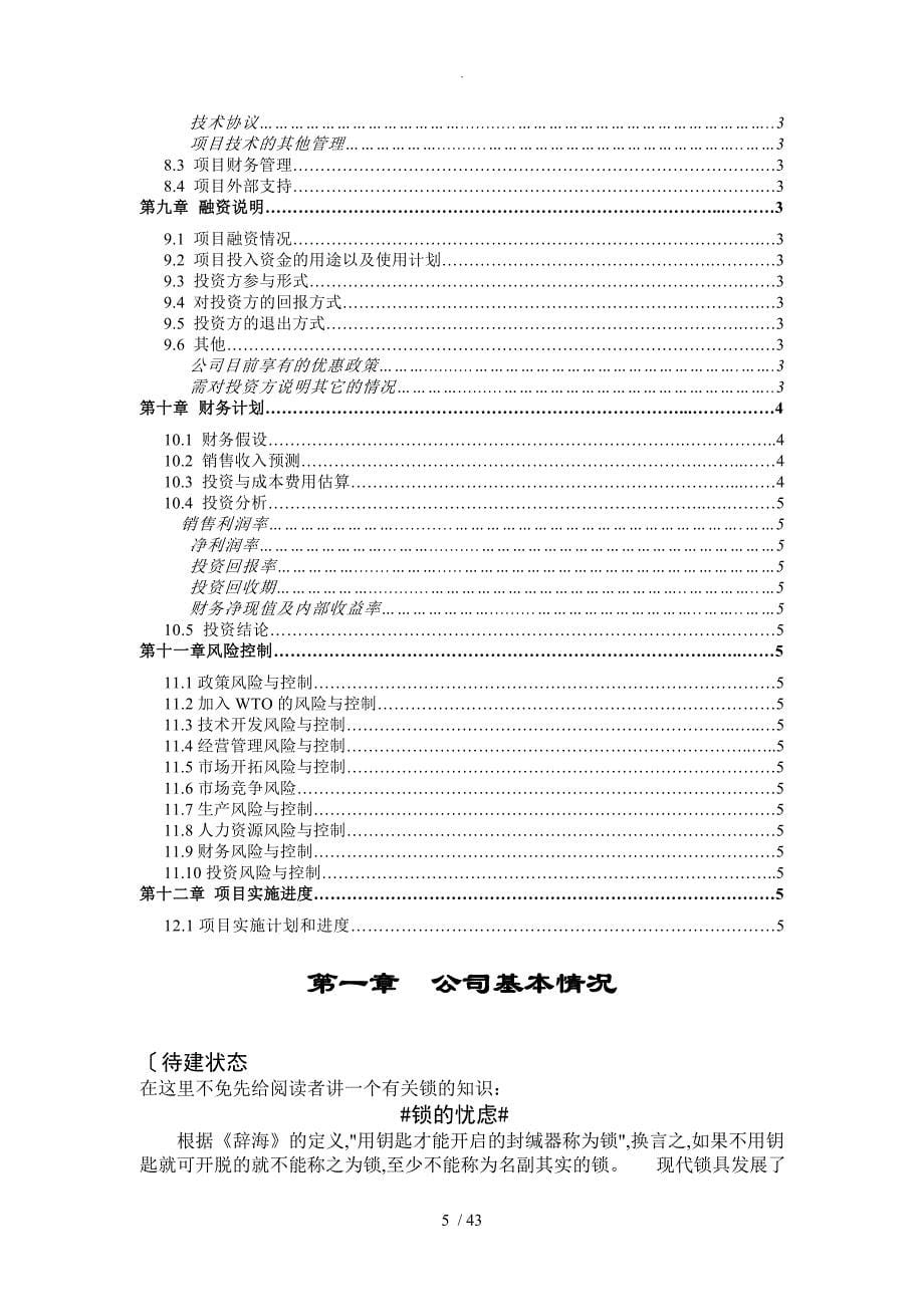 物联网智慧锁商业实施计划书模板_第5页