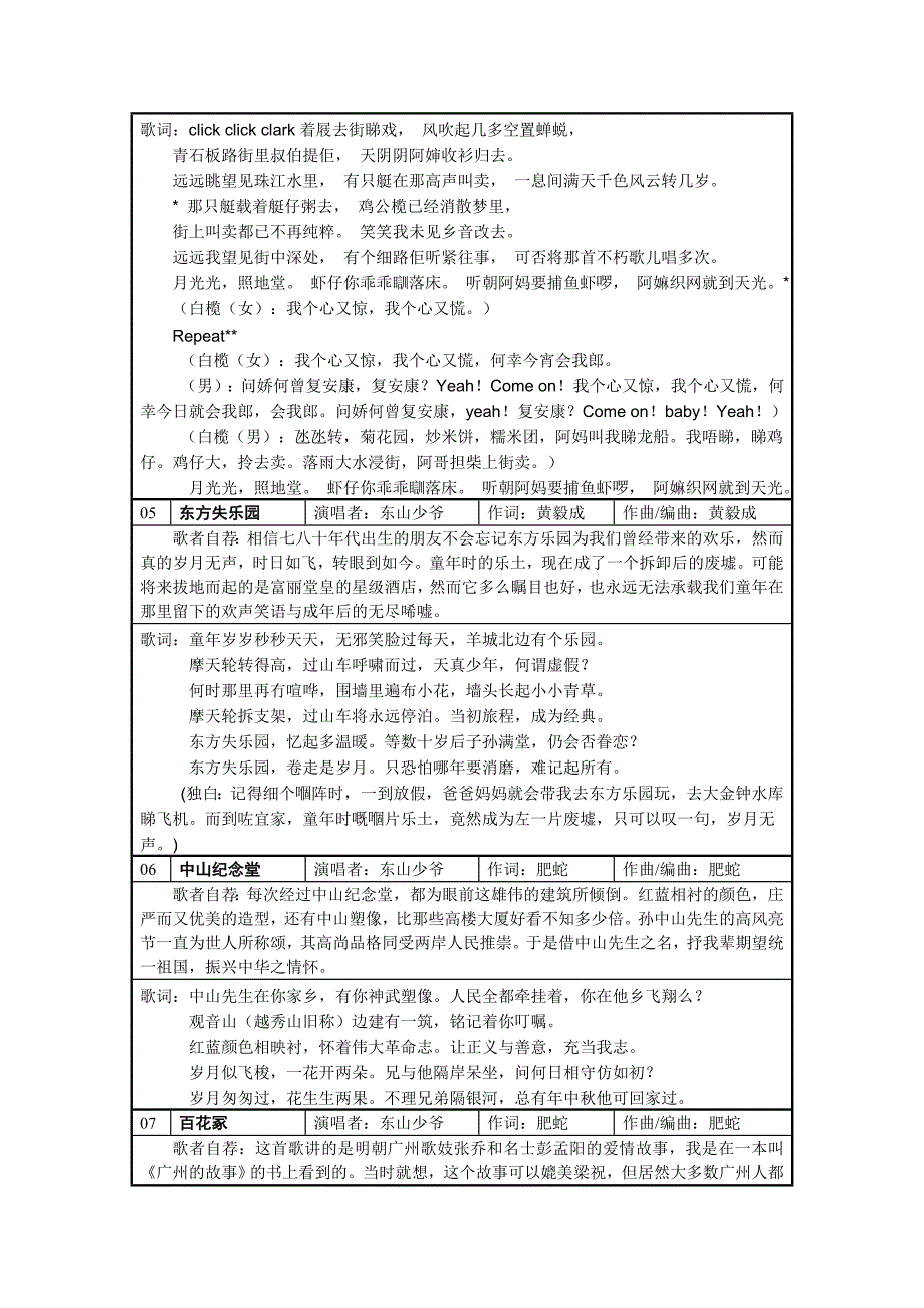 东山少爷《唱好广州》歌词汇总.doc_第4页