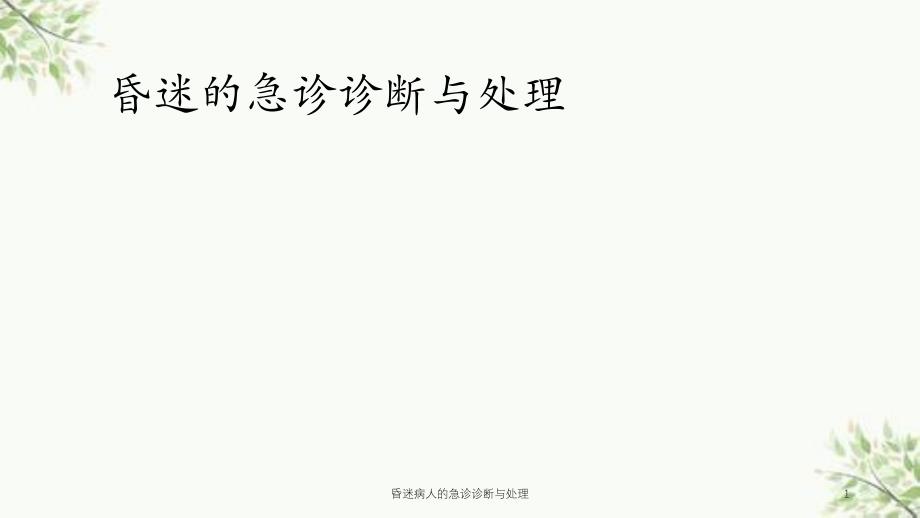 昏迷病人的急诊诊断与处理课件_第1页