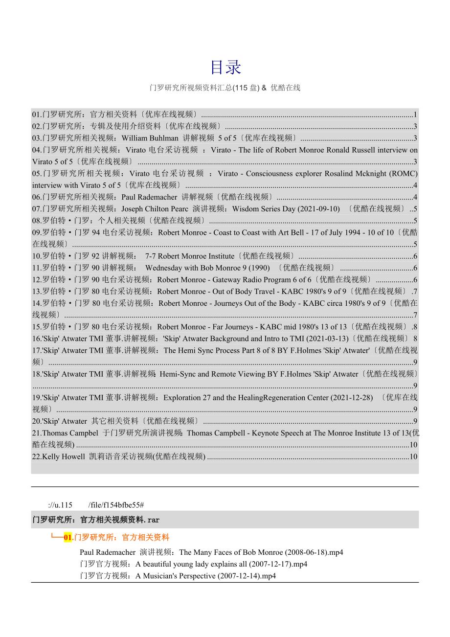 门罗研究所视频资料集合115盘下载_第1页