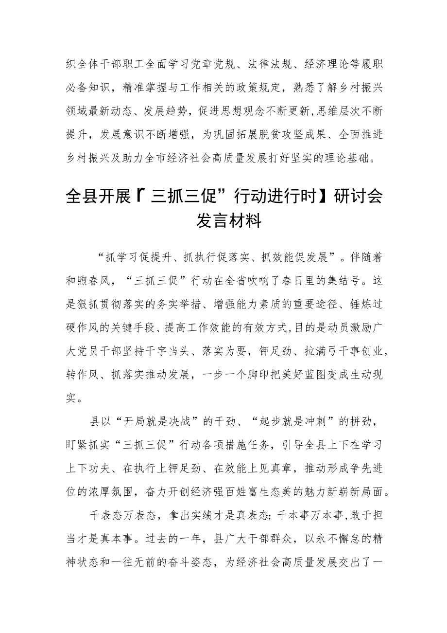 市乡村振兴局开展【“三抓三促”行动进行时】学习研讨会发言材料（3篇）_第2页