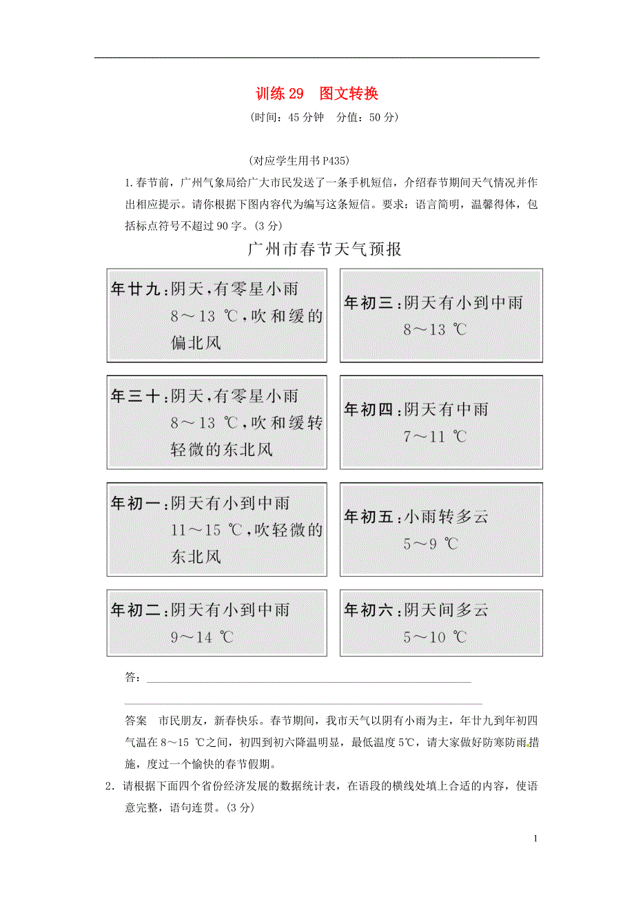 【创新设计】（福建专用）2014高三语文一轮复习 训练29图文转换 新人教版_第1页