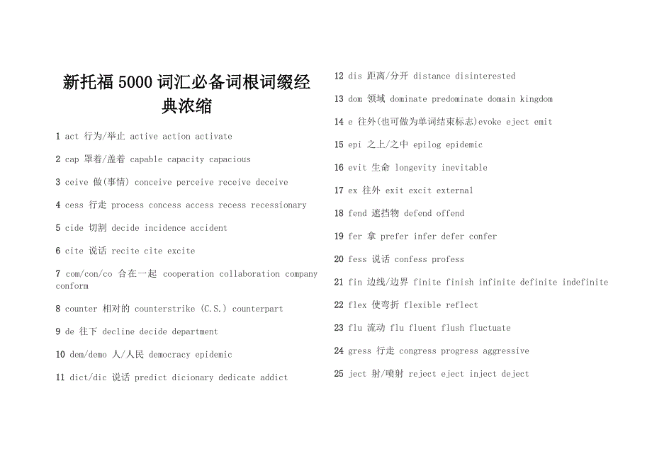 轻松背英语单词：托福必备词根词缀浓缩_第1页