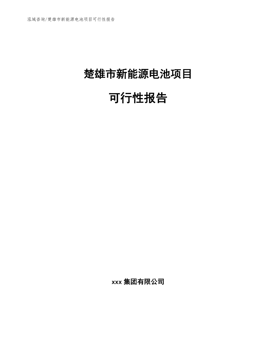 楚雄市新能源电池项目可行性报告【模板范文】_第1页