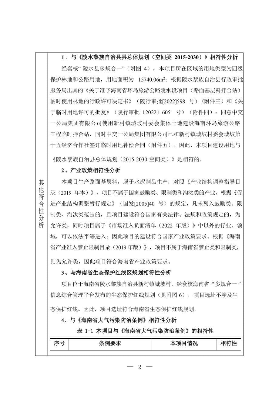 海南省环岛旅游公路陵水段路面基层料拌合站项目 环评报告.docx_第5页