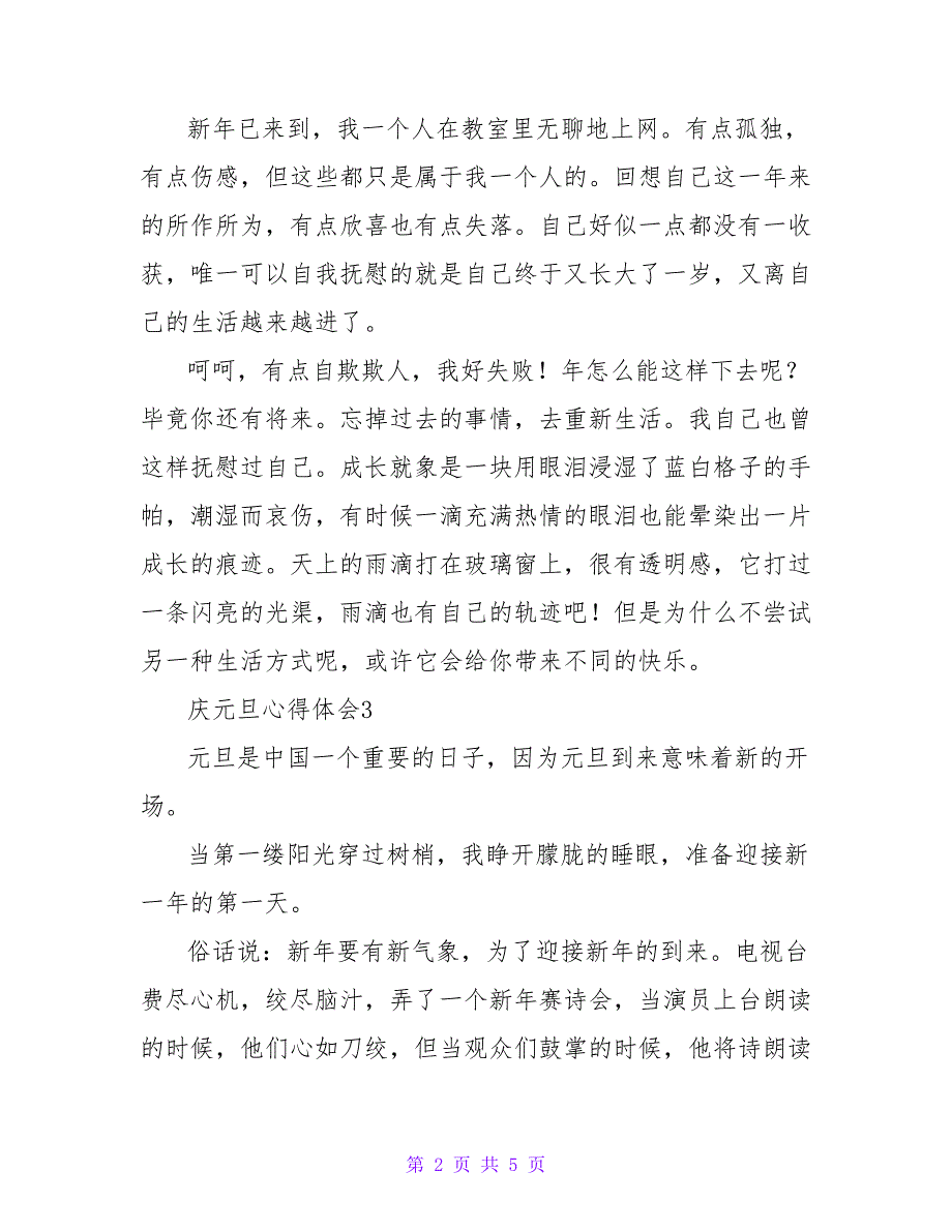 2023庆元旦心得体会范文300字（通用6篇）.doc_第2页