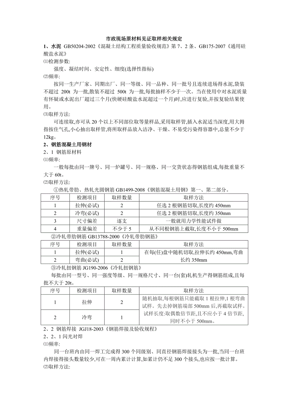 市政道路送检要求规范_第1页