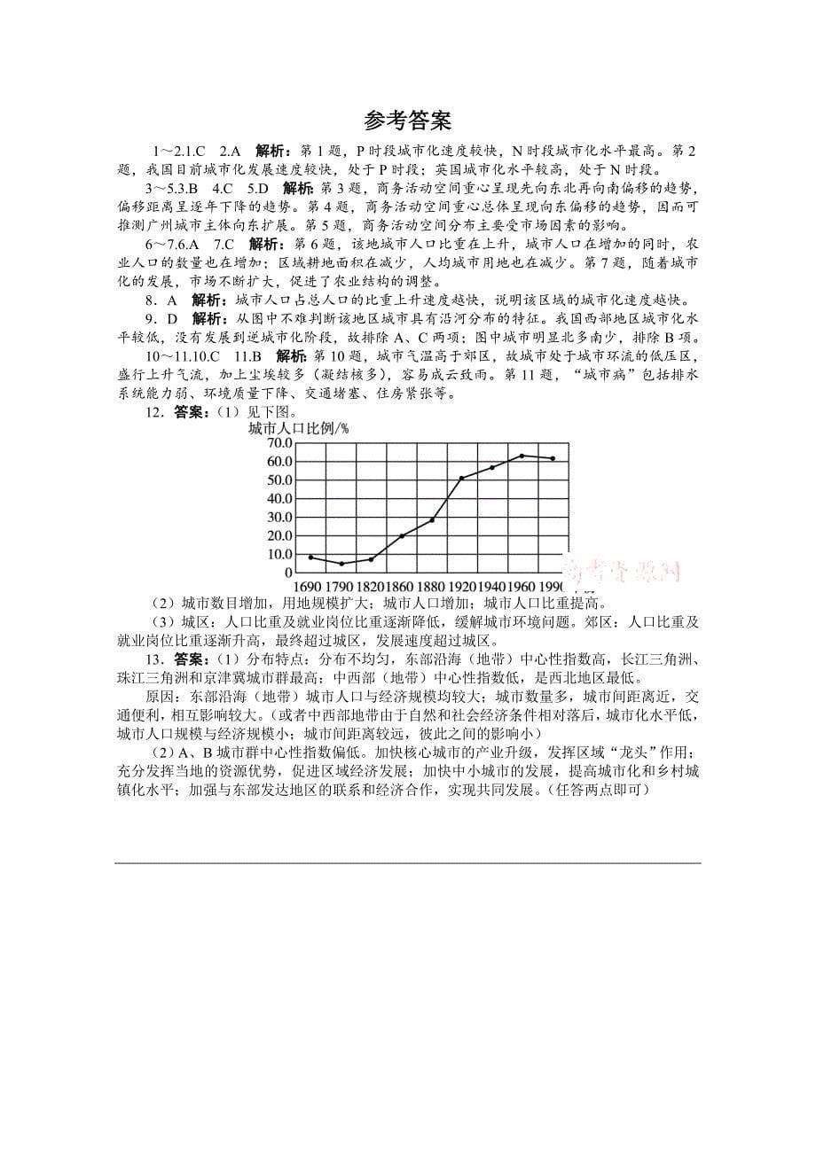 【精选】高考地理一轮课时作业【19】城市化含答案_第5页