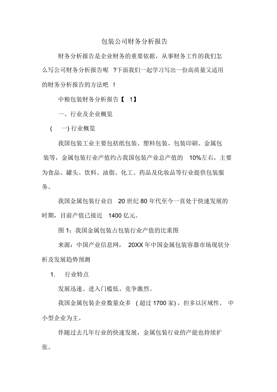 2019年包装公司财务分析报告_第1页