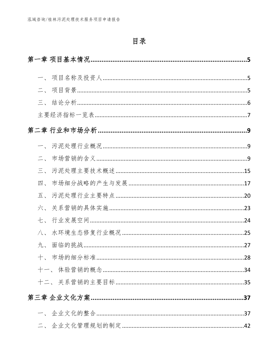 桂林污泥处理技术服务项目申请报告_范文_第1页