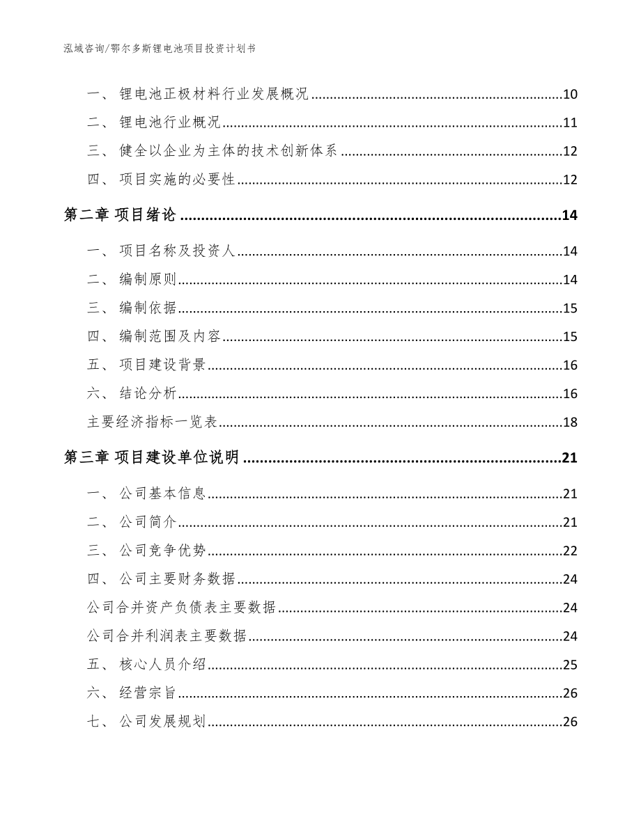 鄂尔多斯锂电池项目投资计划书_范文模板_第4页