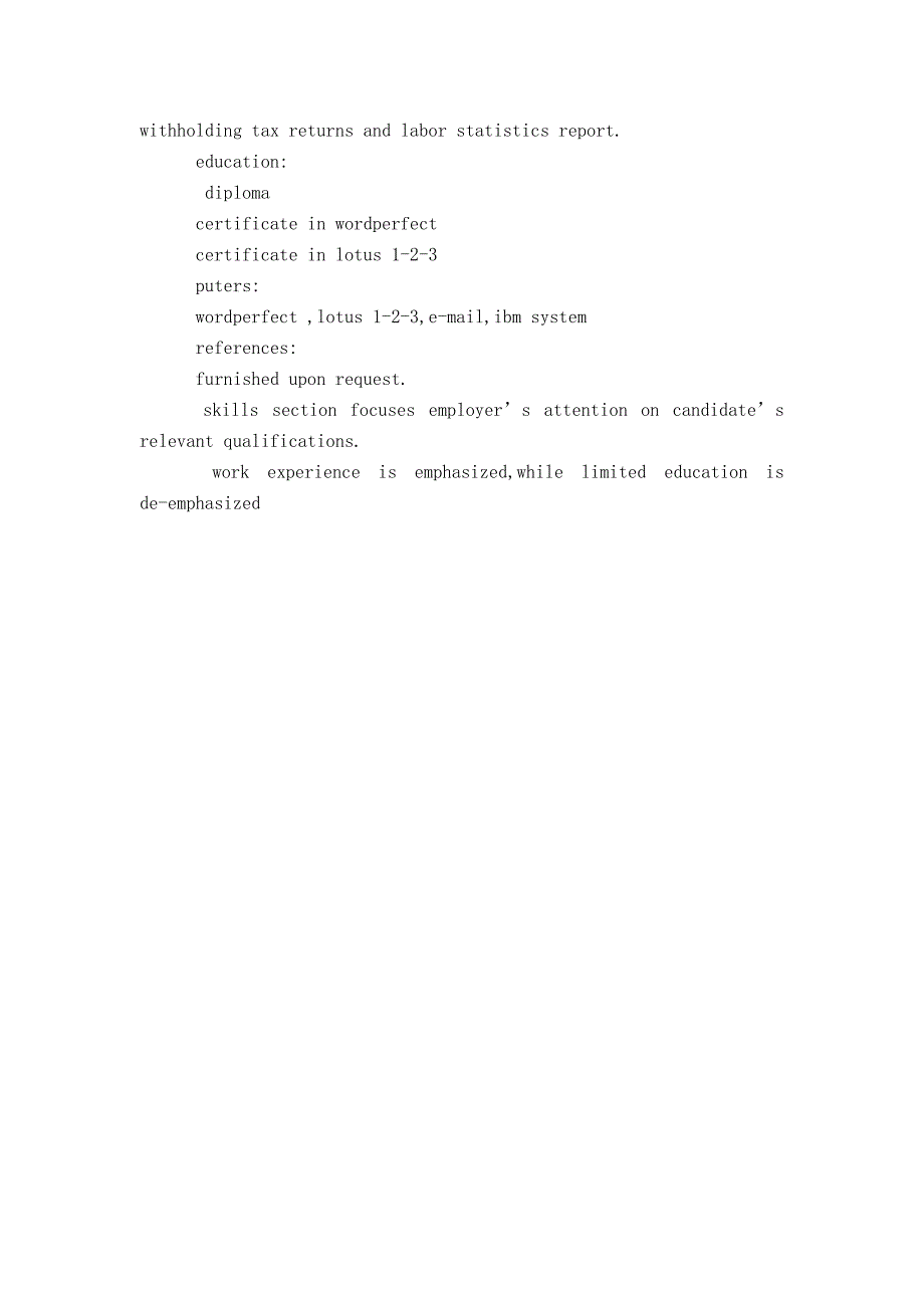 文员求职的英文简历模板_第2页
