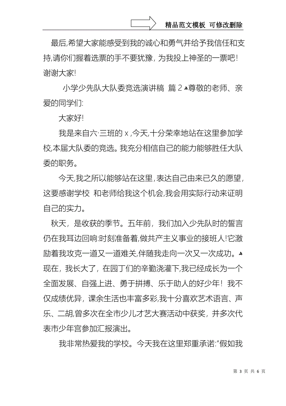 小学少先队大队委竞选演讲稿合集五篇_第3页