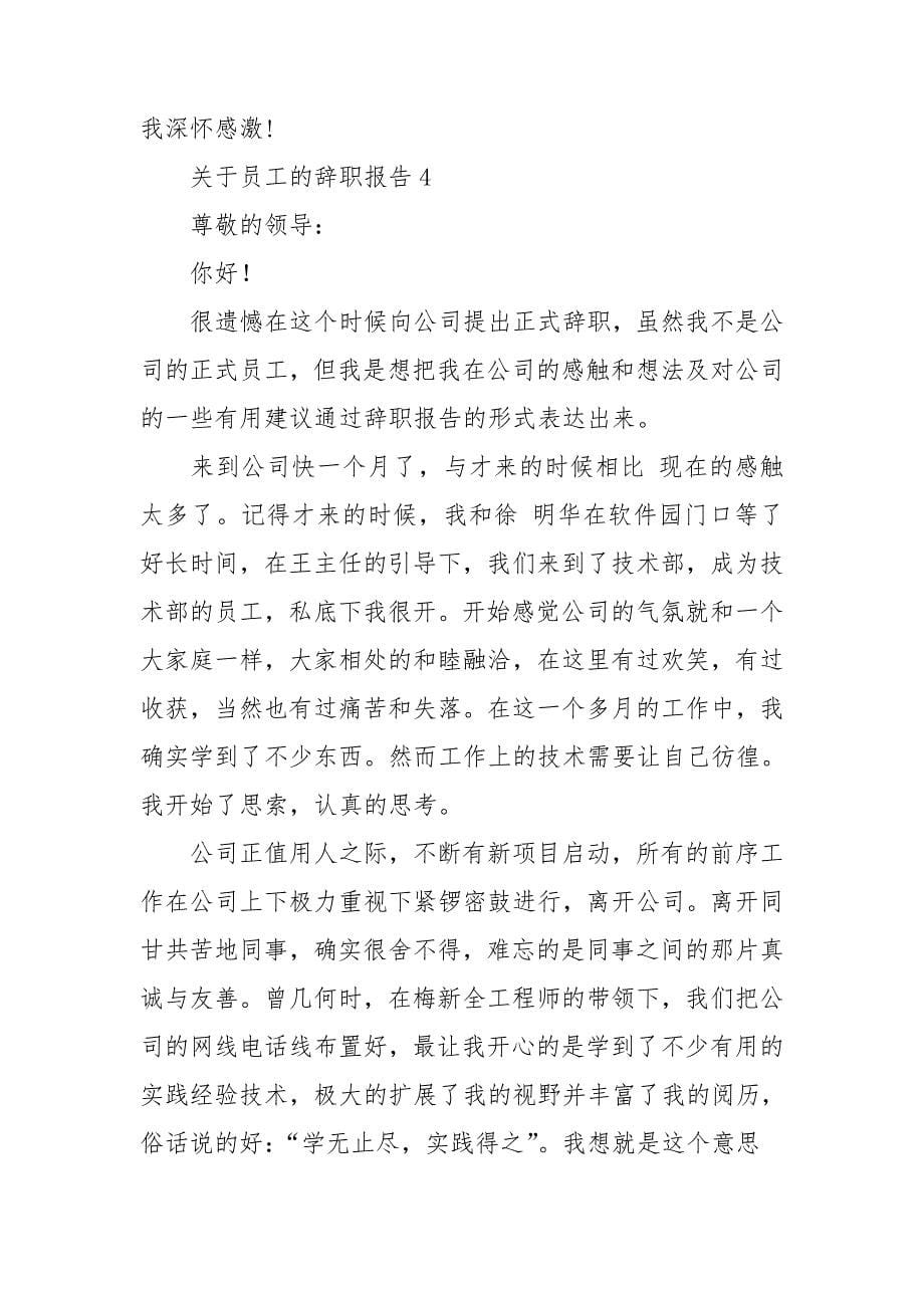 关于员工的辞职报告15篇.doc_第5页