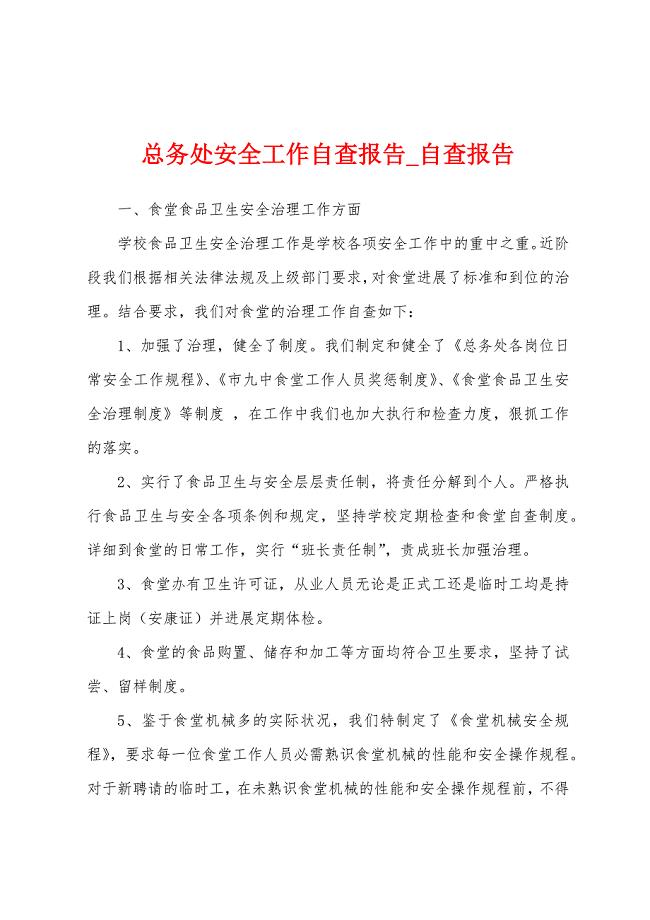 总务处安全工作自查报告.docx