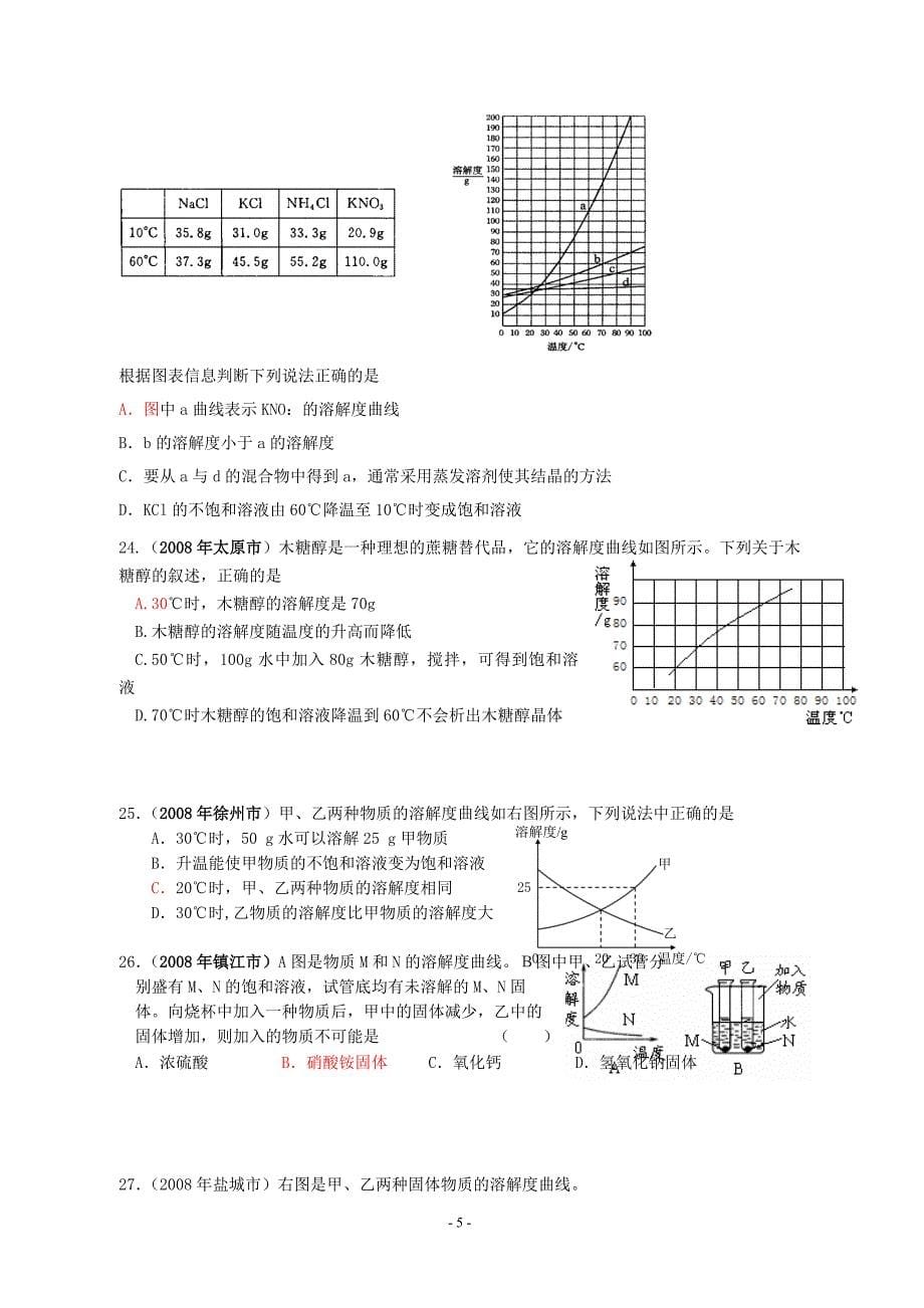 中考汇编中考化学试题汇编溶液_第5页